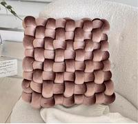 MGEMJMJ Almohada De Tiro Suave, Cojín Decorativo Grande para Sofá Cama, Almohada De Nudo Cuadrado Tejida Hecha A Mano(Size:33 * 33 * 12cm,Color:Marrón)