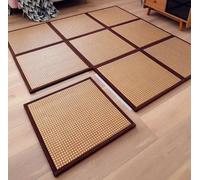 MGEMJMJ Mat De Tatami Japonesa Rattan Mat De Ratán Portátil Plegado Futon Colchón Firma Camino De Piso Tradicional(Size:4 Piece 120x120cm/47.2x47.2in,Color:marrón Claro)