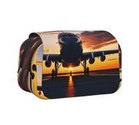 MGGAklp Aircraft Plane at Sunset Print - Estuche doble con doble cremallera portátil para suministros escolares y de oficina