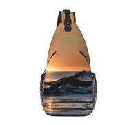 MGGAklp Bolsa de hombro con diseño de rayos de sol sobre las olas del mar, en diagonal, para hombres y mujeres, ligera, impermeable