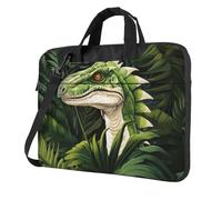 MGGAklp Bolsa de hombro con estampado de hojas de palma de dinosaurio, impermeable, con correa ajustable para el hombro, Black, 14 inch