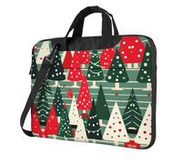 MGGAklp Bolsa de hombro para laptop con estampado de árboles de Navidad, impermeable, con correa ajustable para el hombro, Black, 15.6 inch