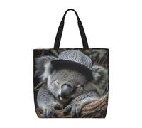 MGGAklp Bolsa de mano con estampado de gorro de koala durmiendo con cremallera, elegante, reutilizable, para ir de compras, trabajo, vacaciones