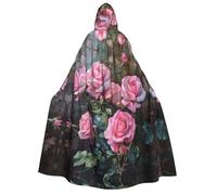 MGGAklp Capa con capucha para adultos con estampado de rosas frescas rosas rosadas con capa de Halloween, suministros de fiesta