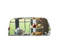 MGGAklp Estuche para lápices con estampado de té de la tarde, espacioso y elegante, con cremallera, para regalo escolar y oficina, Gold, Talla única, Organizador de bolsas