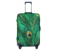 MGGAklp Funda protectora de maleta de viaje lavable y elástica con estampado de plumas de pavo real, antiarañazos, para adultos, White, XL