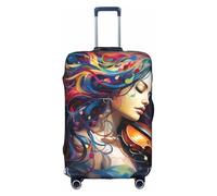 MGGAklp Funda protectora de maleta elástica lavable con estampado de música colorida, antiarañazos, funda para maleta de viaje para adultos, White, M