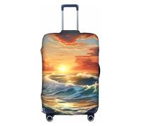 MGGAklp Funda protectora elástica lavable para maleta, antiarañazos, con estampado de paisaje de atardecer y océano para adultos, White, L