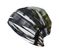 MGGAklp Gorro de invierno con estampado de árbol de aguja de pino, gorro de invierno para hombres y mujeres, gorro térmico suave y ligero para esquí al aire libre, color negro