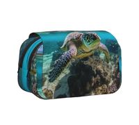 MGGAklp Lord Howe Island - Estuche doble con estampado de tortuga marina con doble cremallera, portátil para suministros escolares y de oficina