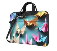 MGGAklp Origami Paper Crane Print - Bolsa de hombro para laptop, con cremallera, impermeable, con correa ajustable para el hombro, Black, 15.6 inch