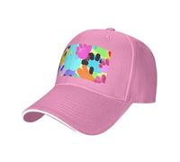 MGGAklp Sombrero de casquette clásico ajustable con estampado de huellas de perro de muchos colores con moda para camionero unisex, rosa, Talla única