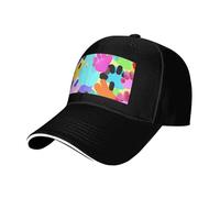 MGGAklp Sombrero de casquette clásico ajustable con estampado de huellas de perro de muchos colores con moda para camionero unisex, Negro, Talla única