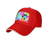 MGGAklp Sombrero de casquette clásico ajustable con estampado de huellas de perro de muchos colores con moda para camionero unisex, rosso, Talla única