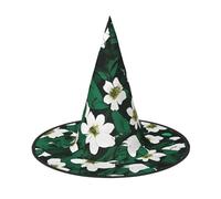 MGGAklp Sombrero de fiesta con estampado de pétalos florales verdes cazador, Halloween, carnaval, brujas, sombreros para fiestas temáticas, decoración de vacaciones