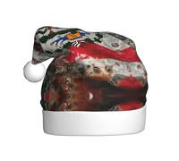 MGGAklp Sombrero de Papá Noel con estampado de bandera mexicana americana, sombrero de Navidad para adultos, Navidad, Año Nuevo, suministros para fiestas festivas
