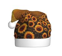 MGGAklp Sombrero de Papá Noel con estampado de girasol, campo de puesta de sol, mar de flores, sombrero de Navidad para adultos, Navidad, Año Nuevo, suministros de fiesta festiva