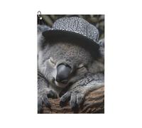 MGGAklp Toalla de golf con estampado de gorra de koala durmiendo con clip, absorbente de agua, accesorio de golf de microfibra de secado rápido