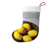 MGGAklp Una cesta con estampado de limones y medias de Navidad, bolsas de caramelos, para decoración de árbol de Navidad