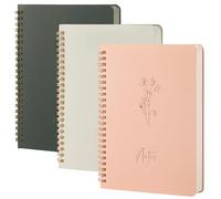 MGGAO 3 Cuadernos Espiral para Mujeres - Diario/Cuaderno Estético con Rayas Universitarias, Bolsillos Grandes y 7 mm, 60 Hojas Rayadas - para Material Escolar y de Oficina (A5, 21 x 14,7 cm)