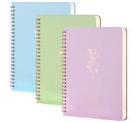 MGGAO 3 Cuadernos Espiral para Mujeres - Diario/Cuaderno Estético con Rayas Universitarias, Bolsillos Grandes y 7 mm, 60 Hojas Rayadas - para Material Escolar y de Oficina (A5, 21 x 14,7 cm)