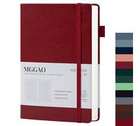 MGGAO A5 Diario rayado 100 GSM Papel grueso rayado con 188 páginas numeradas Cuaderno de tapa dura de cuero premium para escritura personal Estudio Oficina Viajes Grabación