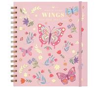 MGGAO Cuaderno de espiral con rayas, Cuaderno de espiral de tapa dura para mujeres y niñas, 19,5 x 22 cm, 96 hojas, papel grueso 100GSM, de rayas universitarias para escribir, trabajar y estudiar