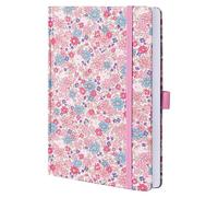 MGGAO Cuaderno Rayado, Cuaderno de Tela A5 para Mujeres y Niñas, Cuadernos Florales Bonitos para Escribir, Diario con Líneas College con 192 Páginas Numeradas, Papel Grueso de 100 GSM, 2 Cintas