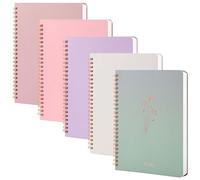 MGGAO Paquete de 5 CUADERNOS en espiral, DIARIO en espiral con rayas universitarias, CUADERNOS de 160 páginas, DIARIOS en espiral rayados para escribir