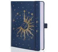 MGGAO Sun Moon Bullet Dot Diarios para Mujeres Hombres, A5 Dotted Cuadernos de tapa dura para escribir para el trabajo, viajes, escuela, 190 páginas numeradas