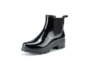 MGGMOKAY Botas de Agua Mujer de Goma para Mujer Bota de Agua Zapatos Impermeables Lluvia Wellington Zapatos De Jardin Botines,Negro,40