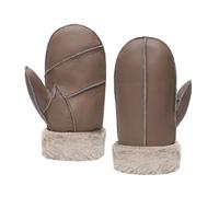 MGGMOKAY Hombres Guantes de Cuero,Invierno Mitten Shearling Guantes de Piel de Oveja Caliente,Marrón,M