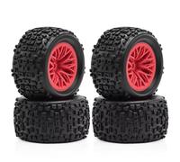MGHGFYTAS Coche RC Piezas Compatible con ARRMA para Typhon para GROM para Granite para 1/18 RC Piezas De Actualización Coche 4 Uds Neumático Rueda Hexagonal 12mm(Red)