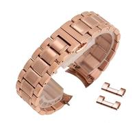 MGHN Codo curvo + Correa de acero inoxidable de doble propósito con cabeza plana 12 13 14 15 16 17 18 19 20 21 22 23 24 mm Correa de reloj de metal(Color:Rose gold,Size:19mm)