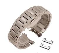 MGHN Codo curvo + Correa de acero inoxidable de doble propósito con cabeza plana 12 13 14 15 16 17 18 19 20 21 22 23 24 mm Correa de reloj de metal(Color:Silver,Size:24mm)