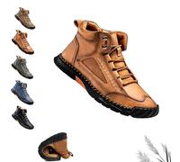 MGHN Sawbehind Men's Comfortable Handmade Leather Boots, Men's Casual Leather Handmade Non-Slip Arch Support Shoes(marrón,41 EU)