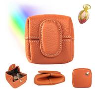 MGHN Solid Color Mini Coin Purse, Genuine Leather Buckle Key Earphone Storage Bag, Women's Casual Change Pouch for Daily Use, Small Jewelry Box Organizer(A)