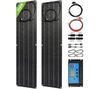 MGHRUE Panel Solar Ultrafino De 500 W, 2 X 250 W 12 V-24 V ETFE Kit De Panel Solar Flexible con Controlador De 40 A, Paneles Solares Monocristalinos Flexibles, Adecuado para Familia, RV, Caravana