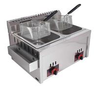 MGHRUEWH Freidora De Gas Comercial con 2 Cestas - 20 L X 2. Gran Capacidad, Control Preciso De Temperatura para Papas Fritas, Pescado Restaurante.