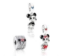 MGIUL 925 Sterling Silver Charms para Pulsera y Collar The Mouse Couple and Clip Charms Pendant Beads Día de la Madre Joyas de Regalo para Mujer