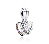 MGIUL colorido corazón en forma de corazón rompecabezas cuentas colgantes dobles 925 cuentas sueltas de plata hallazgos para mujeres pulseras y collares