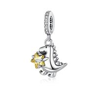 MGIUL Little Dinosaur & Star Colgante de cuentas para las mujeres Pulseras Collares 925 Plata de Ley Joyería de regalo para las niñas.