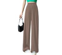 MGizo DtiSpectrum Pantalones de Canalé Ligeros para Mujer - Pantalones de Pierna Recta con Cintura Alta Elástica y Anchos, Pantalones Plisados Fluidos y Transpirables para Estar en Casa