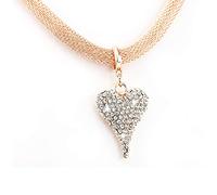 MGJ™ - Gargantilla de cadena de serpiente de oro rosa con colgante de corazón de cristal Swarovski | Joyería hipoalergénica para mujeres | Incluye caja de regalo blanca y bolsa de regalo premium