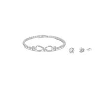 MGJ™ Infinity Pavé - Juego de pulsera y pendientes para mujer con cristales de Swarovski, joyería hipoalergénica de regalo para ella en caja de regalo blanca premium, disponible en plata, oro rosa