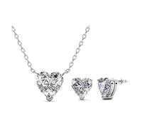 MGJ™ - Juego de colgante y pendientes a juego con cristales de Swarovski y corazón de plata para mujer, joyería hipoalergénica, regalo para ella, viene en una caja de regalo blanca, bolsa y tarjeta de
