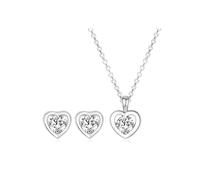 MGJ™ - Juego de colgante y pendientes de corazón de cristal Swarovski para mujer, regalo de joyería hipoalergénica, disponible en plata y oro rosa, viene en caja de regalo blanca y bolsa de regalo de