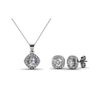 MGJ™ - Juego de collar y aretes con colgante de cristal Swarovski para mujer | Presentado en caja de regalo blanca, bolsa y tarjeta de Navidad para un regalo festivo completo | Regalo de joyería