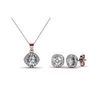 MGJ™ - Juego de collar y aretes con colgante de cristal Swarovski para mujer | Presentado en caja de regalo blanca, bolsa y tarjeta de Navidad para un regalo festivo completo | Regalo de joyería