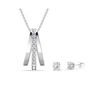 MGJ™ - Juego de collar y aretes con colgante en forma de A de cristal Swarovski para mujer, joyería hipoalergénica de regalo para ella, en caja de regalo blanca, bolsa y tarjeta de Navidad, talla